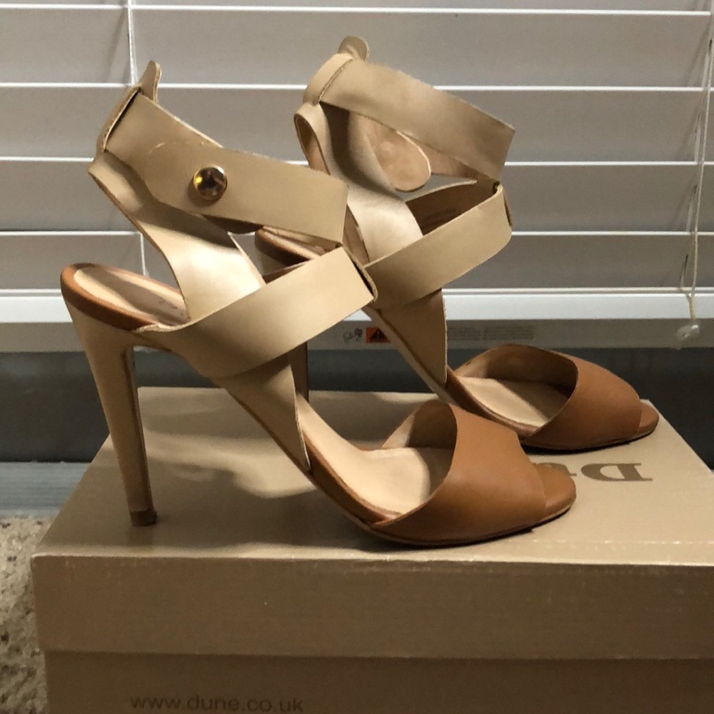 Dune Two Tone Natural Strappy Heel